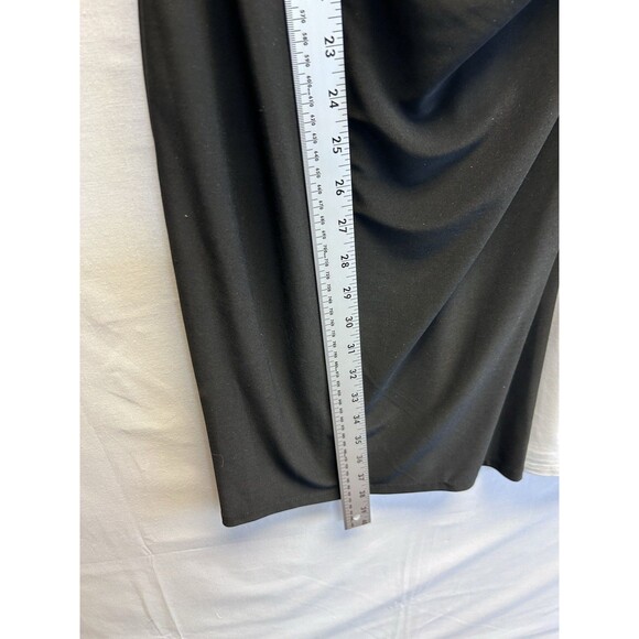 LRL Ruched Sleeveless Sheath Dress Black White Cruella Faux Wrap  Women’s 10P - Picture 4 of 8